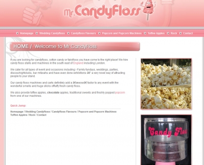 Screen shot of the old mr candy floss site